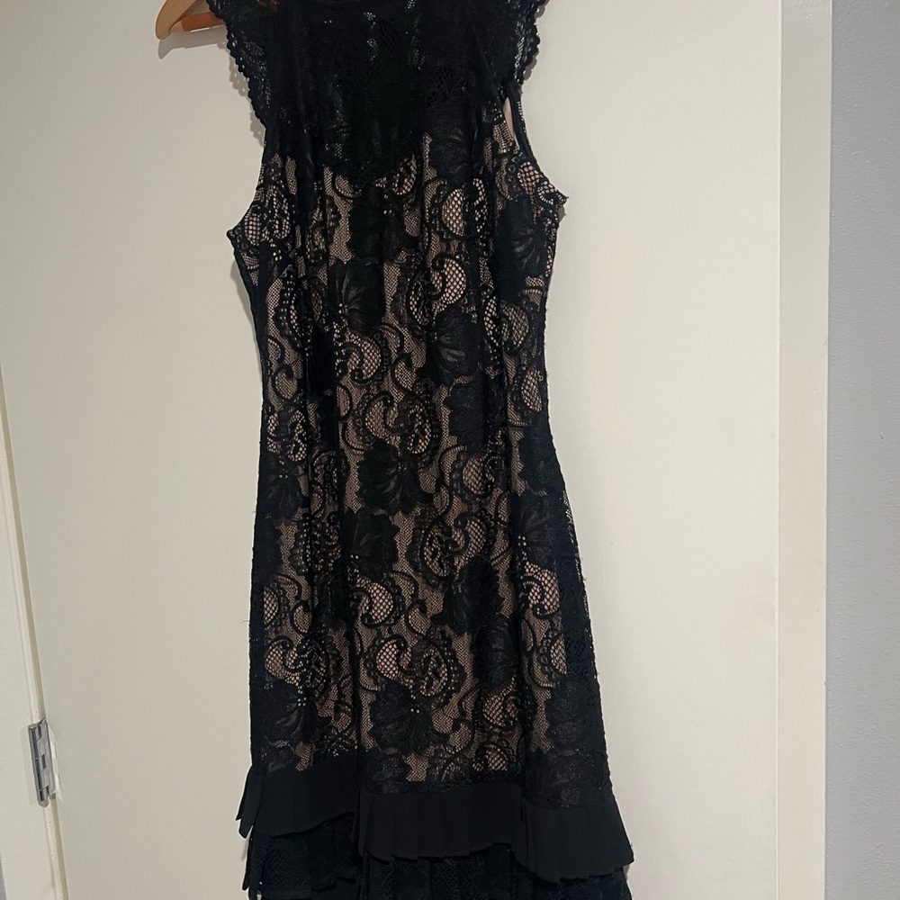 Kensie Black Midi Sheath Dress Ruffled Embellished
